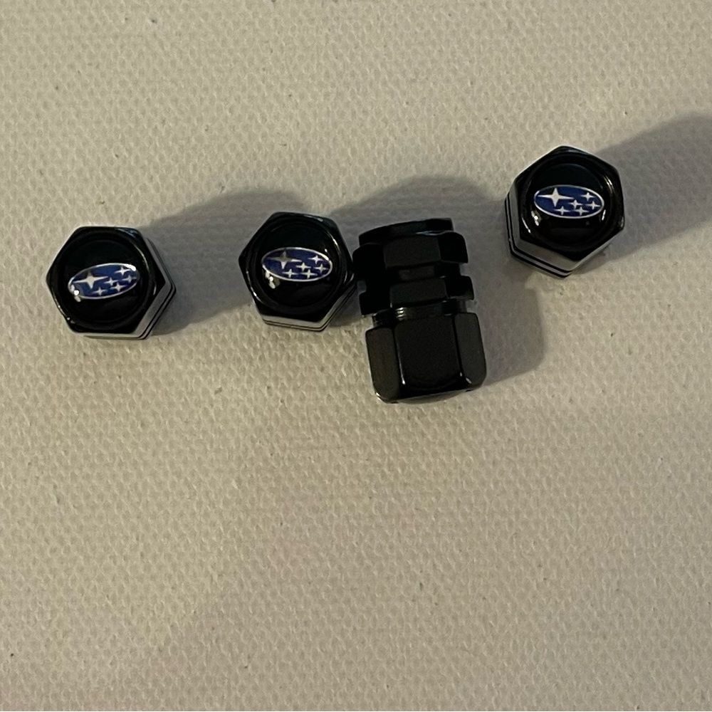 Subaru Valve Stem Caps in Black Set of 4 NWT